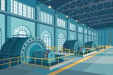 Hydropower Turbine Hall Interior Bac © artvector