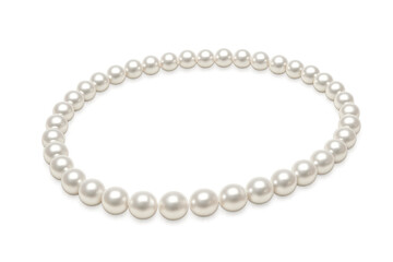 Obraz premium White pearl necklace with round pearls on transparent background