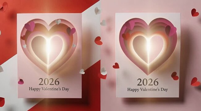 Valentain day celebration red heart on a red background (7)