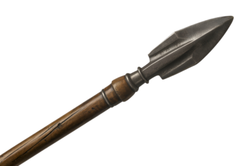 Traditional spear with metal tip isolated on transparent background