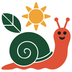 Sun and funny stylized snail on blue background vector illustration isolated on white © azzedine