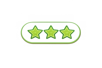 Three green rating stars displaying good quality and customer satisfaction. User interface element for product review
