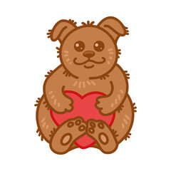 A drawing for a holiday, of a toy brown dog