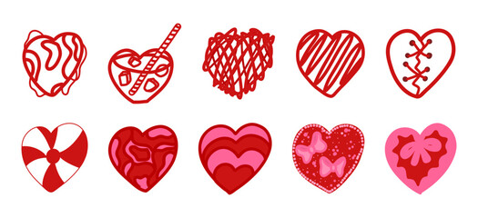 A drawing for a holiday, hearts, red, various shapes