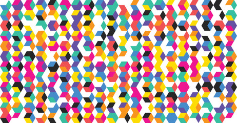Vibrant geometric mosaic with multicolored hexagons