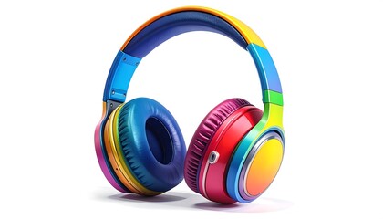 Vibrant Rainbow Colored Headphones for Music Lovers.