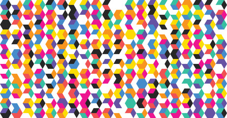 Vibrant geometric pattern with multicolored hexagons