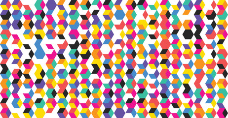 Vibrant hexagonal pattern with multicolored shapes