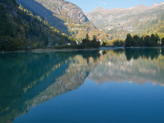 Lake Ma&euml;n (or Lake Ussin), Valtournenche, Aosta Valley, Italy in the autumn.