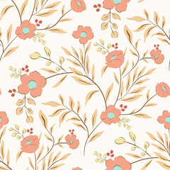 Vintage floral pattern, flower seamless pattern, Hand drawn flower background, small flower design. ditsy pattern. Ditsy floral print for packaging, textile, wrapping paper, wallpaper, Fashion