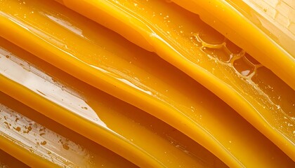 Close Up Macro Shot of Golden Caramel Drizzle Texture.