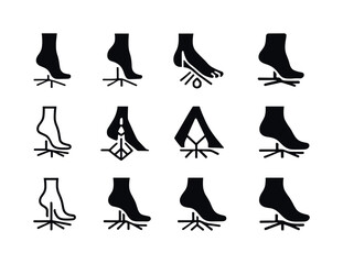 Fototapeta premium Harmonious Posture Logos. Postural alignment. Icon set. Set Logo of Postural alignment: foot grounding. harmonious logo variations of the same emblematic