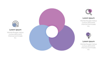 Three Circles Overlapping Venn Diagram Infographic Template