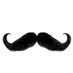 A large black mustache with detailed hair patterns. It works well in various creative designs