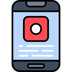 Mobile phone vector icon with technology and communication elements