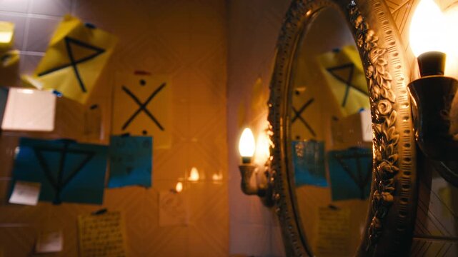 Hidden Messages Written On The Walls Of A Bathroom