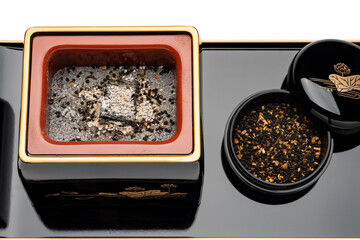 漆塗りの香炉と香合のセット