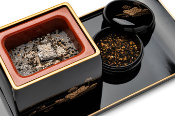 漆塗りの香炉と香合のセット