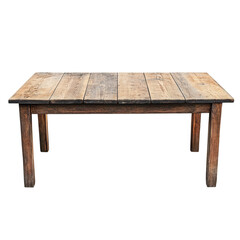 Wooden table shows natural wood grain and simple design. It is set on a plain surface for display