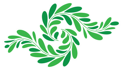 Green leaf swirl pattern vector illustration a dynamic and symmetrical design for decorative graphic elements