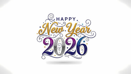 Ornate blue and gold 2026 New Year graphic, cut-out image