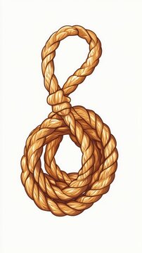 a lead rope coiled neatly, vertical minimal icon, soft palette, white background