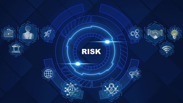 Risk Management Concept with Business and Technology on Blue Background business risk technology risk