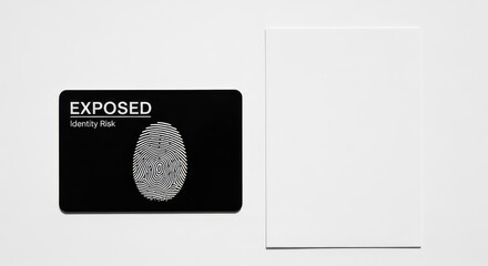 Black security card with fingerprint pattern and partial text isolated on a white background for authentication