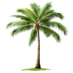 Tall palm tree shows green leaves and strong trunk, standing alone on a clear background in a simple display of nature
