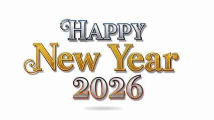 Classic gold and silver 2026 New Year logo, transparency design