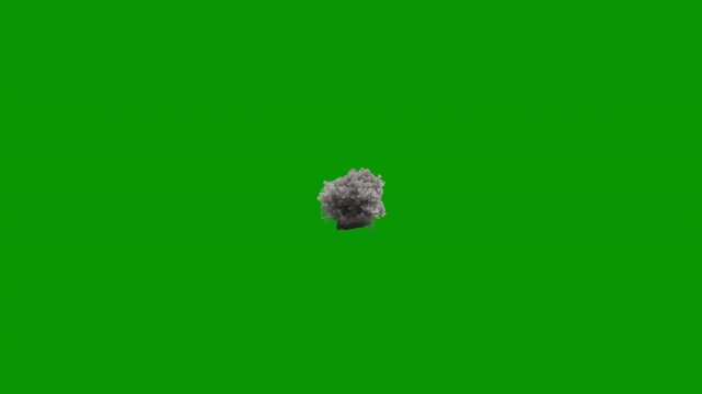 Rising volcano smoke slow and distant, 4k 24p with green screen for transparent background