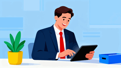 Businessman using tablet at desk