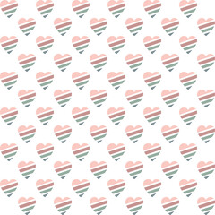 Pattern created from diagonally striped pink and teal hearts on a transparent background