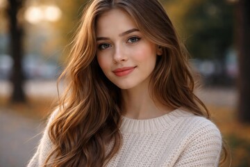Fototapeta premium Natural portrait of a young Russian female with a gentle smile