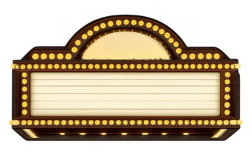 Vintage cinema marquee showing blank screen with glowing lights, retro theater sign for entertainment advertising