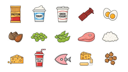 Assorted Cartoon Food Icons and Illustrations.