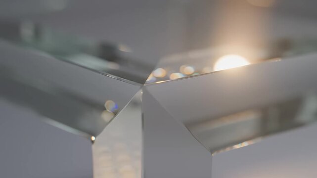 Closeup of a modern metallic structure with light