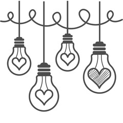 light bulb with heart shape 