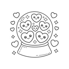 a snow globe with hearts inside