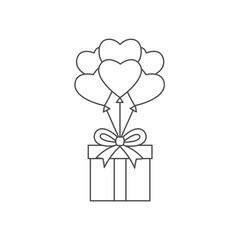 Gift Box with Heart Balloons