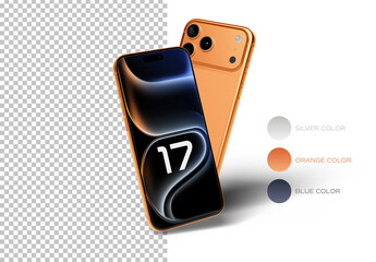 Two Isolated Smartphones Floating On Transparent Background Mockup