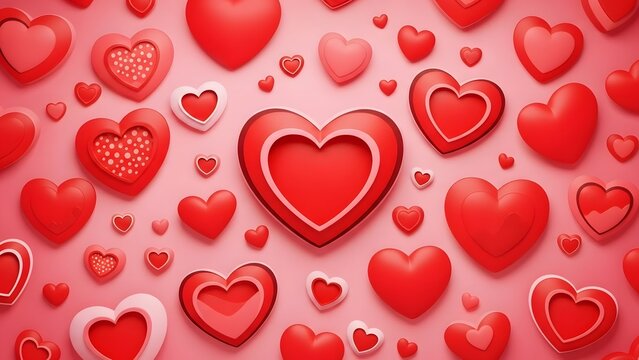 Valentine's day hearts background with red and pink love symbols - Powered by Adobe