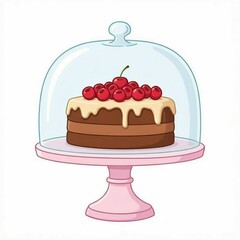cake with cherries illustration 
