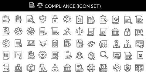 Compliance icon set for regulations and standards