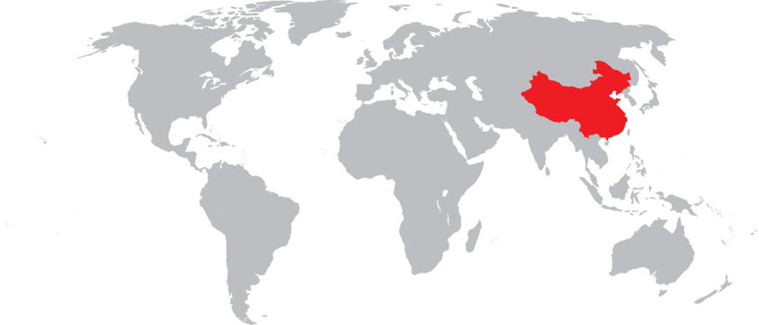 China Highlighted on World Map Vector Design