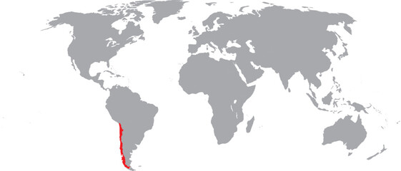 Chile Highlighted on World Map Vector Design.