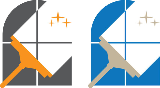 Professional Window Cleaning Service with Squeegee Symbol