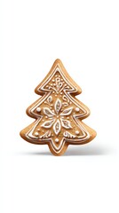 Gingerbread Christmas Tree: A festive gingerbread cookie in the shape of a Christmas tree, decorated with intricate icing details, evokes the warmth and joy of the holiday season.