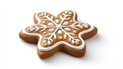 Snowflake Cookie: A festive snowflake cookie, adorned with intricate white icing. A symbol of holiday cheer and sweet indulgence.