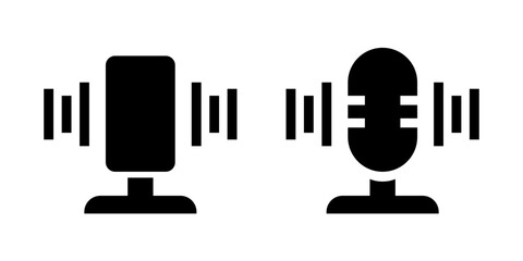 Microphone icon set. Vector flat icons isolated on white background.